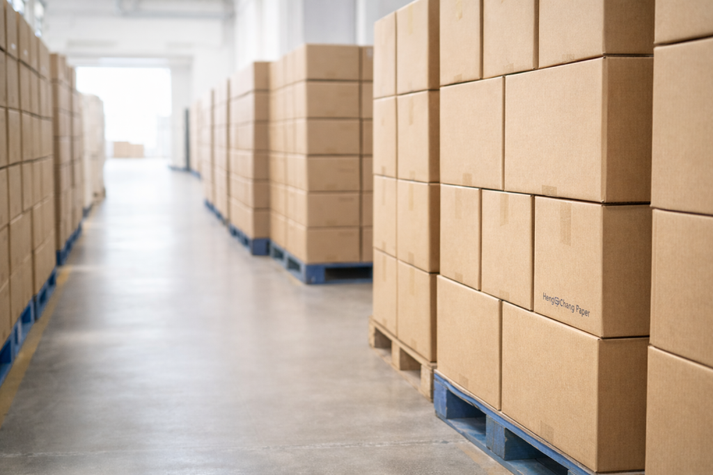 clean warehouse aisle stacked cartons warehouse tissue packaging warehouse logistics storage photo subtle brand packaging